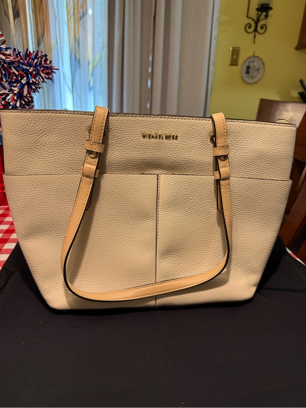 Michael Kors Cream and Tan Pebbled Leather Tote